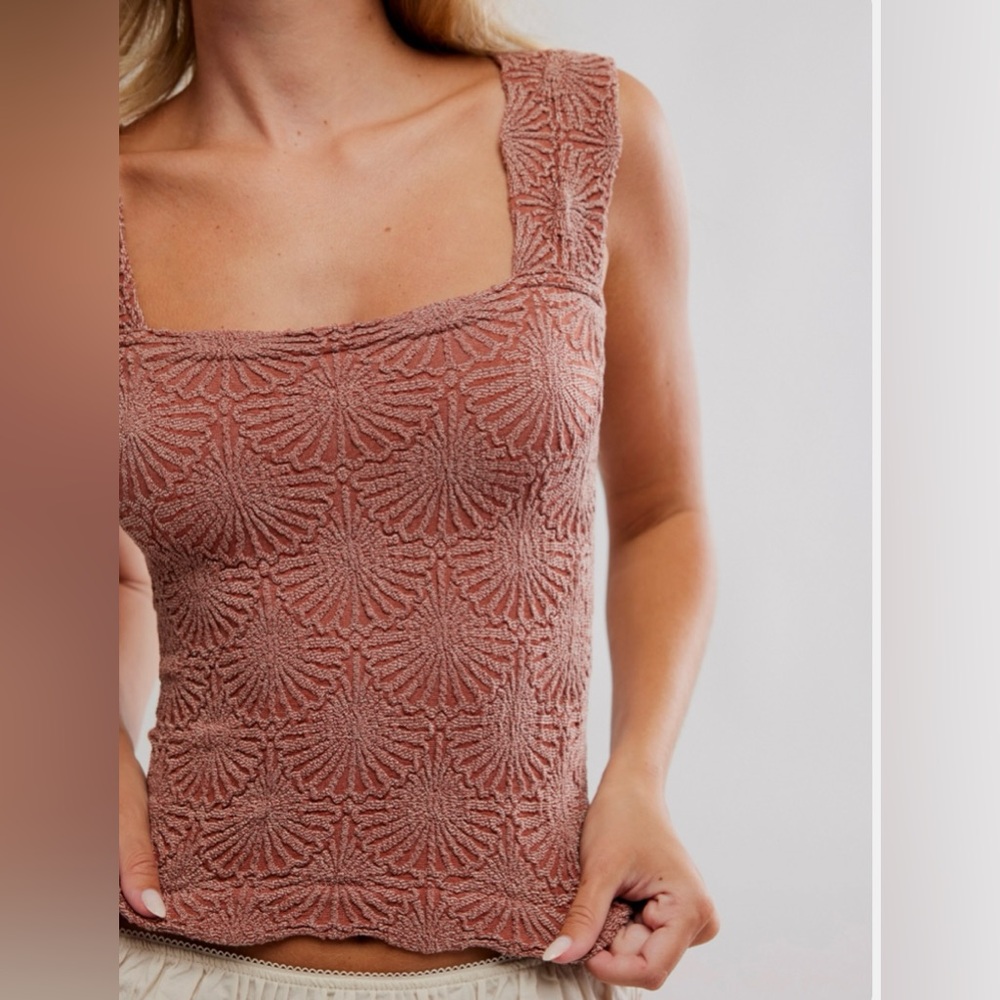 Intimately by Free People Textured Pink Sleeveless Top
